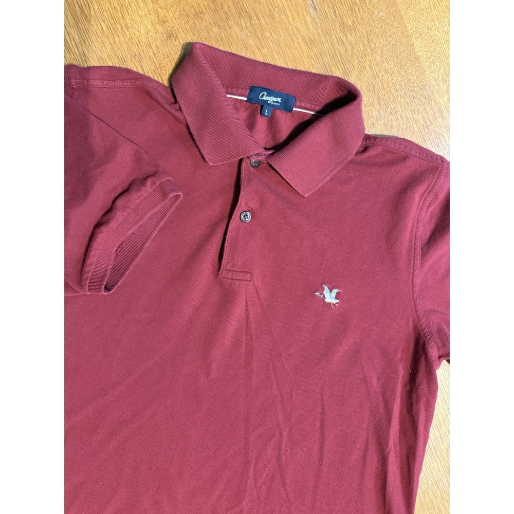 Chevignon Kuna Polo Shirt Mens‎ L Burgundy Mallard Duck Logo Slim Fit Pique